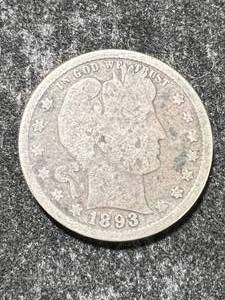 lot 50 image: 1893-S US BARBER QUARTER