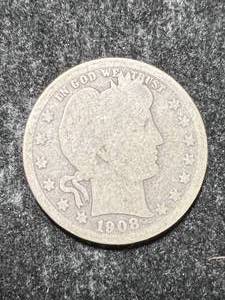 lot 56 image: 1908-S US BARBER QUARTER