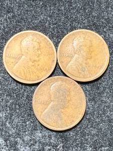 lot 72 image: 3 US WHEAT CENTS 1917P-D-S