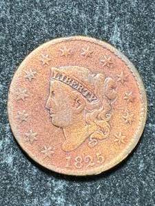 lot 91 image: 1825 US CORONET HEAD LARGE CENT
