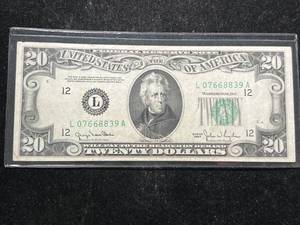 lot 113 image: 1950 US GREEN SEAL $20 BILL