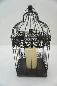 lot 100 image: Decorative Bird Cage Decor & Flameless Candle