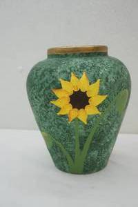 lot 107 image: Terracotta Sunflower Vase 9 tall