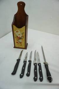 lot 110 image: Knives and Vintage Holder
