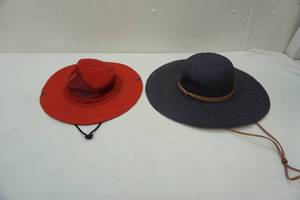 lot 123 image: (2ct) Ladies Woven Hat & Polyester Hat