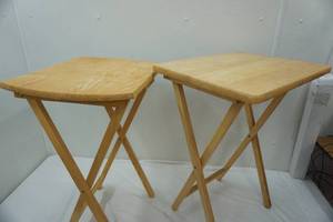 lot 155 image: 2 Wooden TV Trays-foldable