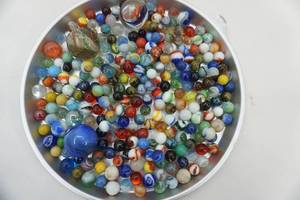 lot 183 image: Vintage Glass (& Clay) Marbles