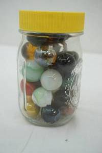 lot 186 image: Jar of Vintage Glass Marble Shooters