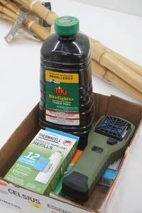 lot 254 image: Bitefighter Torch Fuel, Mosquito Repellent refills, Off Deep Woods, Thermacell Mosquito Repellent Machine.