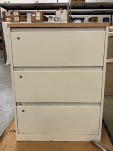 lot 26 image: 3-Drawer Double-Sided Lateral File Cabinet  Durable, High-Quality Office Storage with Drawers That Open From Both Sides for Easy Access. Perfect for Shared Workspaces or Efficient Filing of Letter & Legal Documents.