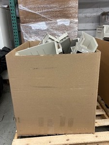 lot 43 image: #3 Massive Lot In Huge Gaylord of AkroBins by Akro-Mils in the Color Stone  Stackable Plastic Storage Bins Made in the USA  Various Sizes for Versatile Organization and Durable Storage Solutions - Check Description For Sizes