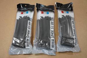 lot 107 image: 3 RWB Steel 30 Round AR Magazines - .2235.56