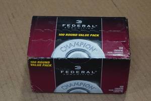 lot 155 image: 100 Federal Champion 9mm Luger 115 Gr FMJ RN Ammo