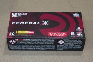 lot 159 image: 50 Federal Syntech Range 9mm Luger 115 Gr TSJ Ammo