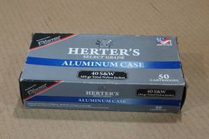 lot 178 image: 50 Herters .40 S&W 165 Gr TNJ Aluminum Case Ammo