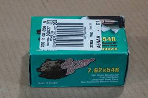 lot 184 image: 20 Brown Bear 7.62 x 54R 203 Gr SP BT Steel Case Ammo