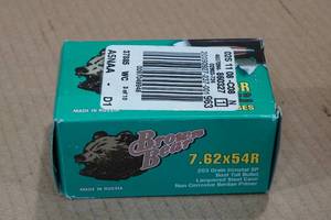 lot 185 image: 20 Brown Bear 7.62 x 54R 203 Gr SP BT Steel Case Ammo