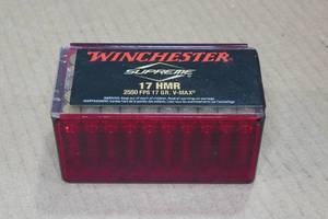 lot 189 image: 50 Winchester Supreme .17 HMR 17 Gr V-Max Ammo