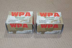 lot 196 image: 40 WPA Military Classic 7.62 x 39mm 124 Gr HP Steel Case Ammo