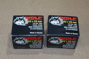 lot 198 image: 40 Wolf 7.62 x 39mm 122 Gr FMJ Steel Case Ammo