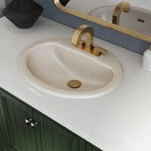 lot 12 image: Glacier Bay Aragon 20 in. Drop-In Oval Vitreous China Bathroom Sink in Bone   Customer Returns See Pictures