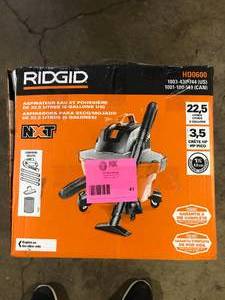 lot 41 image: RIDGID 6 Gallon 3.5 Peak HP NXT Shop Vacuum Wet Dry Vac with General Debris Filter, Locking Hose and Accessory Attachments Used Good   Customer Returns See Pictures