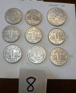 lot 8 image: Group of French Francs 1942-45