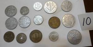 lot 10 image: Belgium and French Francs, centimes, sixpenny 1923-45