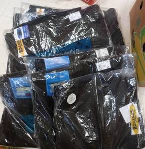 lot 13 image: THREE size 32, 1 size 40 and 5 42 mens polyester pants, plus size 36 and 40 Cintas cotton