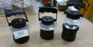 lot 50 image: 3 New popup led battery powered camp lights