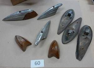 lot 60 image: 3 old vehicle lights - pitted metal but the brown glass is in great shape