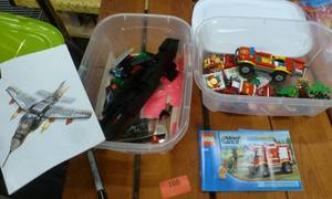 lot 168 image: Lego set 4208 fire truck and Block Tech fighter jet