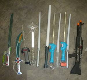 lot 197 image: Group of swords and light sabers