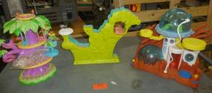 lot 211 image: Fisher Price Moon Space Station, Littlest Pet Shop Roller Coaster, Blip toys light up musical tree house