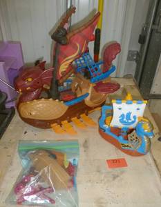 lot 221 image: Large Dragon ship and small dragon ship both by Mattel