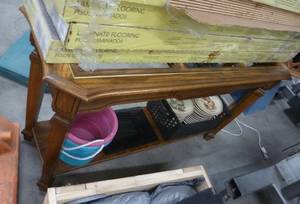 lot 252 image: Hallway table 12 inches wide x 48 long, has 3 glass inserts