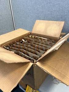 lot 28 image: Box of Amber Bottels - No Caps, See Photos