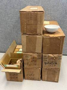 lot 30 image:  144 WETA EVAPORATING DISHES Size 4A Capacity 190 MERCER GLASS WORKS