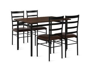 lot 55 image: Mainstays 5-Piece Wood & Metal Dining Room Set, Seats 4, Canyon Walnut & Black