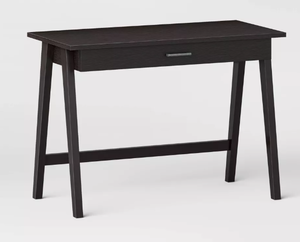 lot 75 image: Paulo Black Wood Writing Desk with Drawer - Threshold