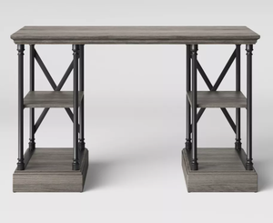 lot 79 image: Conway Wood Writing Desk with Storage Gray - Threshold