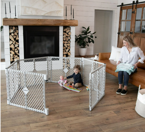 lot 327 image: Toddleroo by North States Superyard Explorer Baby Play Yard, Gray Plastic