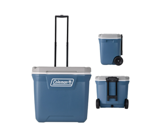 lot 331 image: Coleman 316 Series 60QT Ice Chest Rolling Cooler with Wheels, Lakeside Blue