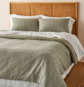 lot 409 image: 3pc Washed Loop Stripe Comforter Bedding Set - Hearth & Hand with Magnolia