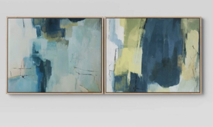 lot 413 image: 16 x 20 Abstract Pair Framed Wall Canvases - Threshold 2pk