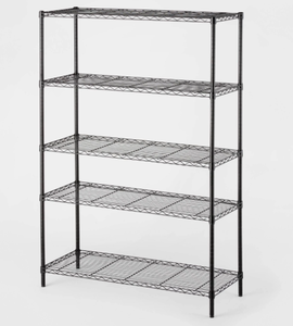 lot 418 image: 5 Tier Wide Wire Shelving Chrome Brightroom Adjustable Metal Storage Unit