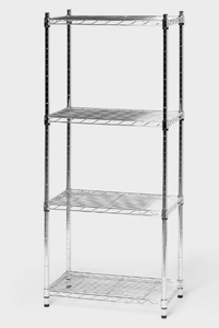 lot 420 image: 4 Tier Wire Shelving Chrome - Brightroom