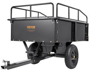 lot 8 image: VEVOR Heavy Duty ATV Trailer Steel Dump Cart, 750-Pound 15 Cubic Feet, Garden Utility Trailer with Removable Sides for Riding Lawn Mower Tractor