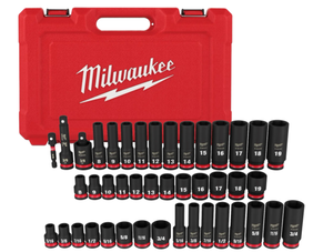 lot 9 image: 43PCS Milwaukee SHOCKWAVE Impact Duty 38 Drive SAE & Metric Deep 6 Point Socket Set 49-66-7009