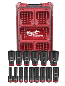 lot 10 image: 15PCS Milwaukee SHOCKWAVE Impact Duty Socket 12 Drive SAE Set with PACKOUT 49-66-6802